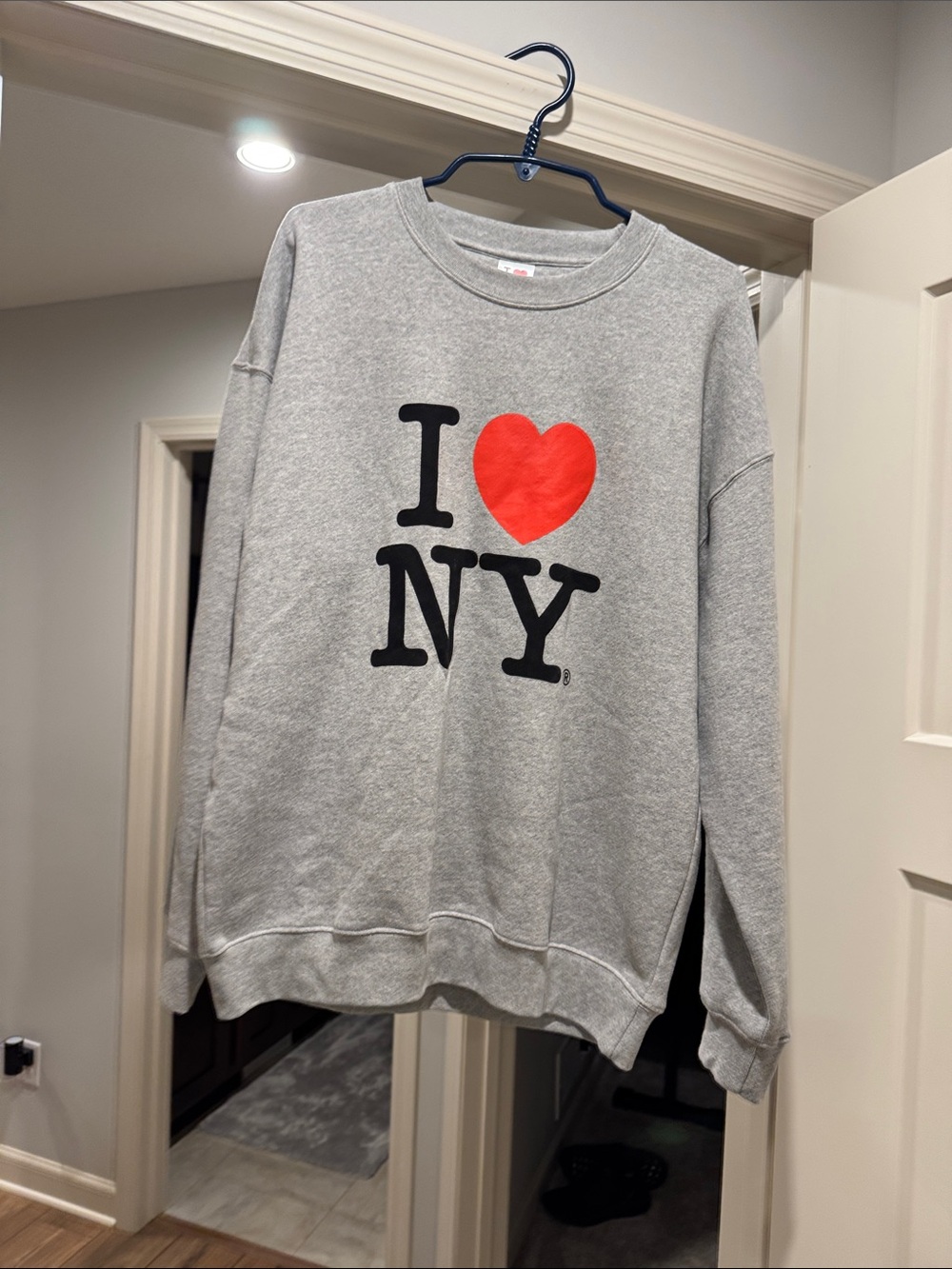 I ♥ NY Graphic Crewneck Sweater - Gray with Red Heart